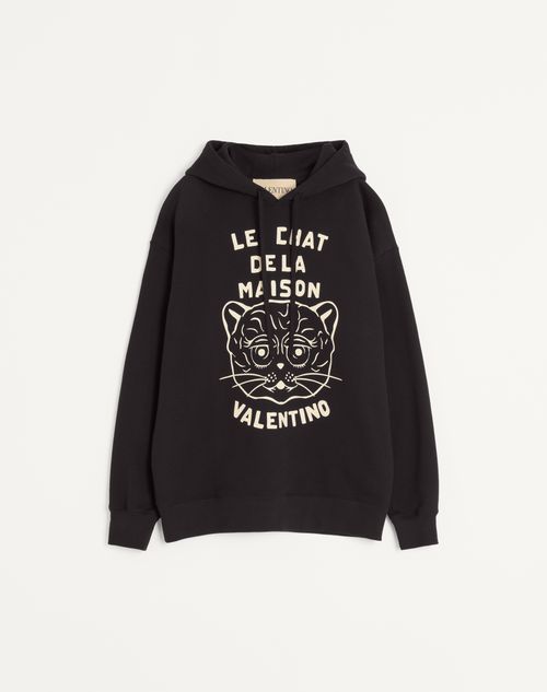 Valentino - Cotton Sweatshirt With Le Chat De La Maison Patch - Black/butter - Man - T-shirts And Sweatshirts